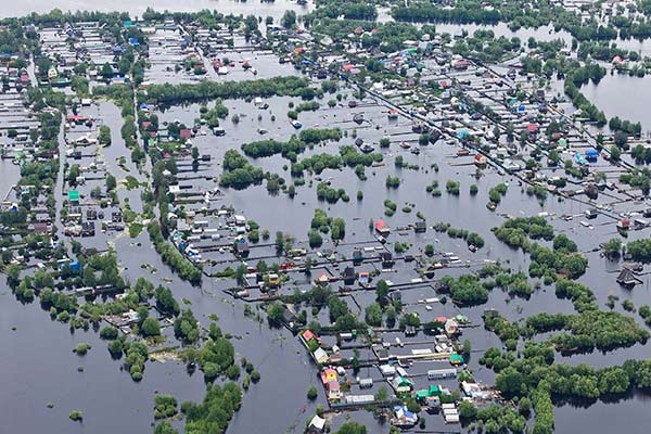 Flood prone area destroyed by flooded waters Flood prone area destroyed by flooded waters