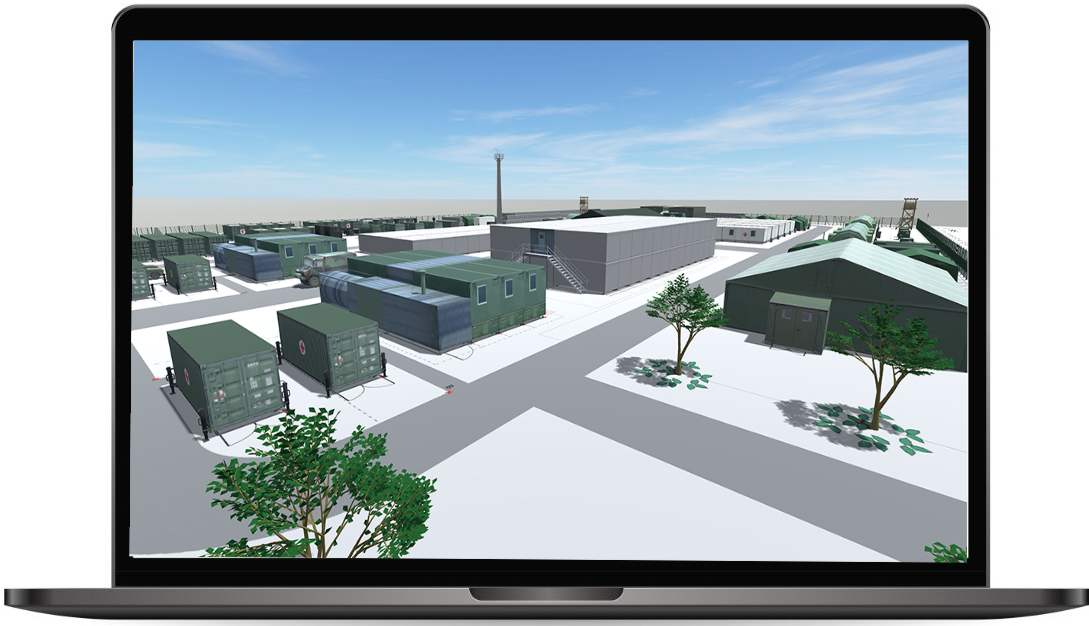 Airbus Planning and Exploration Tool (PET) showing a field camp