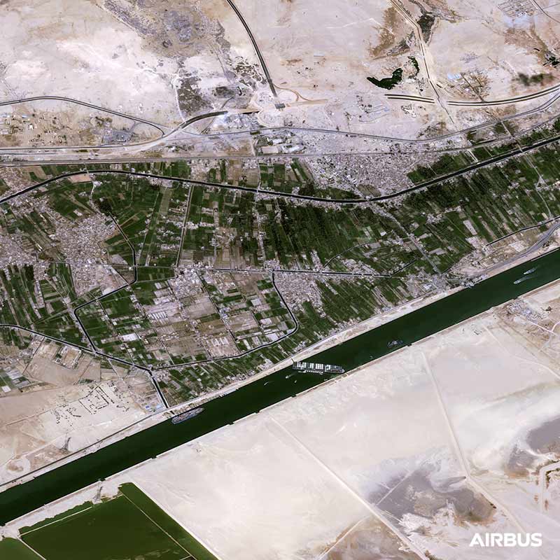 Pléiades - Giant ship blocking Suez canal Pléiades - Giant ship blocking Suez canal