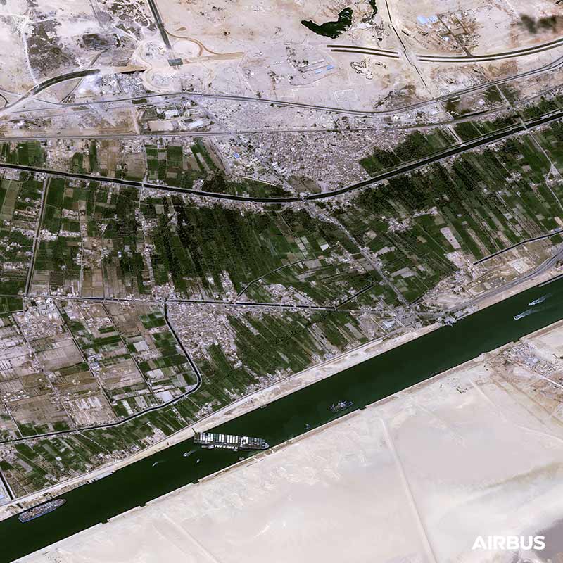 Pléiades - Giant ship blocking Suez canal Pléiades - Giant ship blocking Suez canal