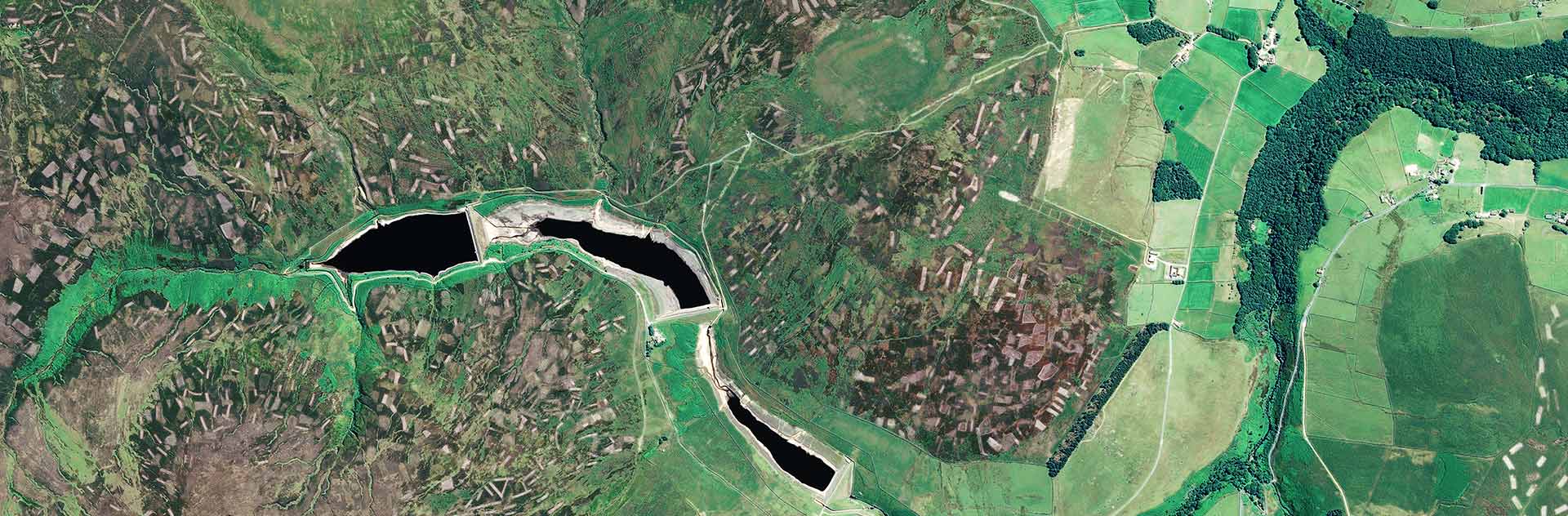 The 3 reservoirs of Walshaw Dean capted by Pléiades satellite - 50cm resolution