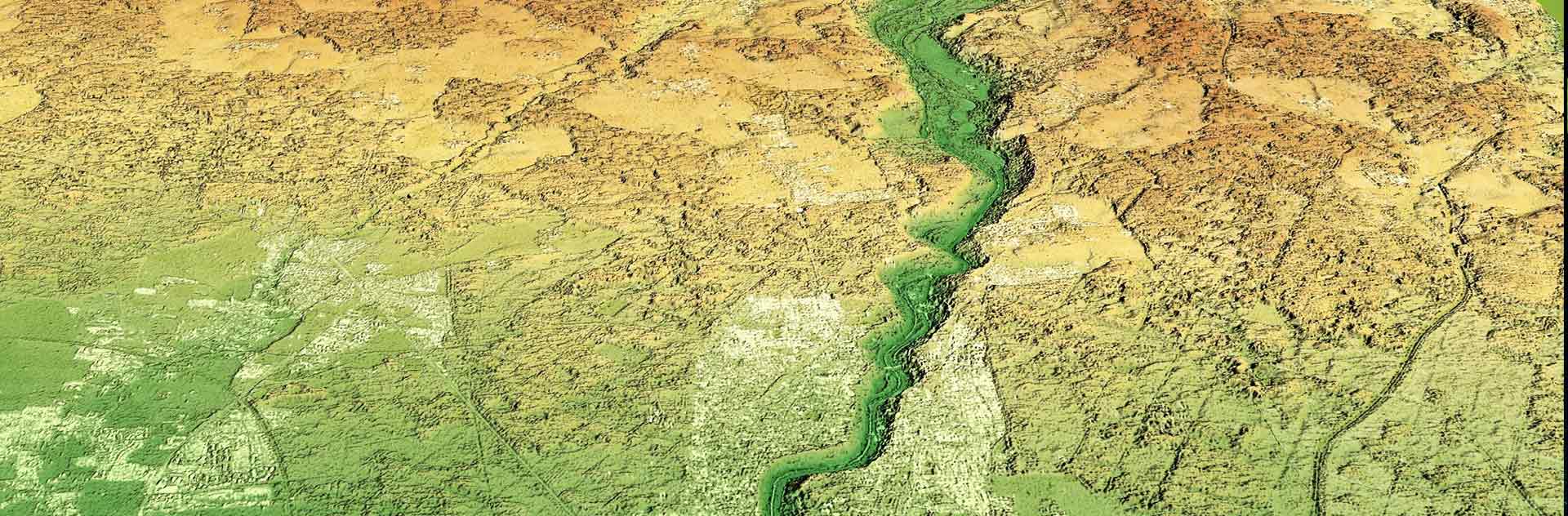 The digital elevation model WorldDEM Neo offers a resolution of 5x5m. To see here: The North of Munich, Germany