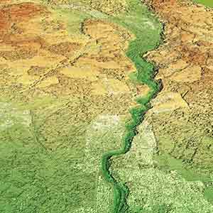 The digital elevation model WorldDEM Neo offers a resolution of 5x5m. To see here: The North of Munich, Germany